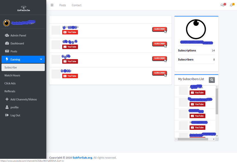 SubForSub Subscribe System Screenshot